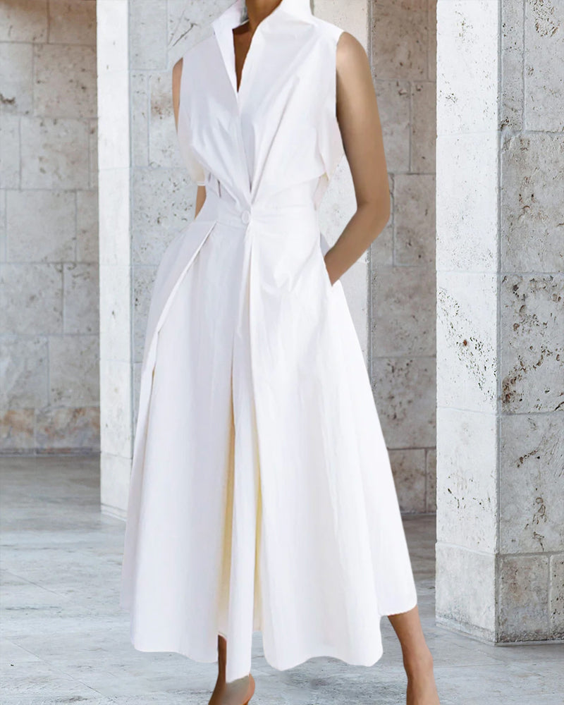 Sleeveless Stand Collar Fashion Dress