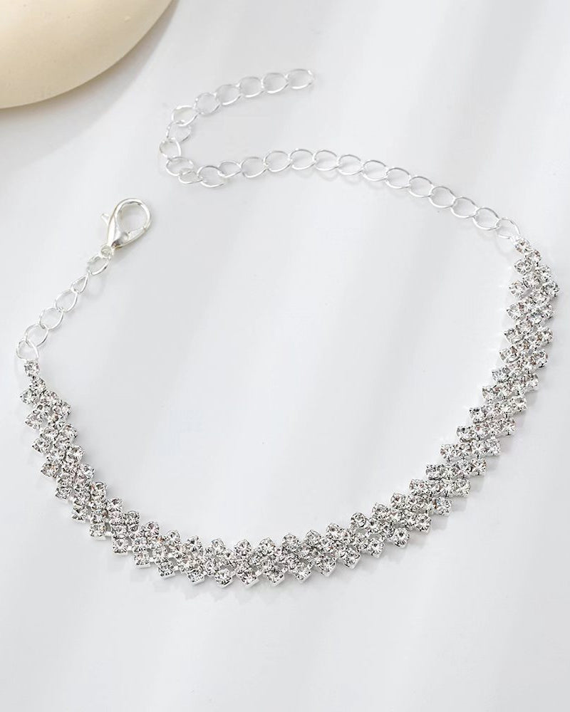 Irregular rhombus rhinestone anklet