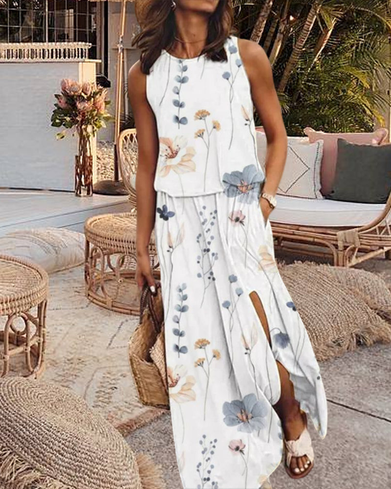 Sleeveless Dress in Floral Print