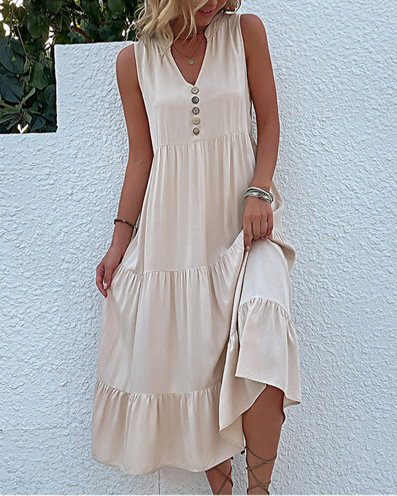 Solid color sleeveless casual dress