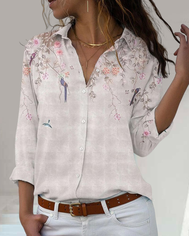 Long Sleeve Blouse with Floral Print