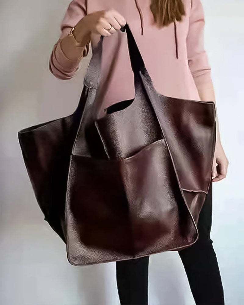 Large capacity leather handbags