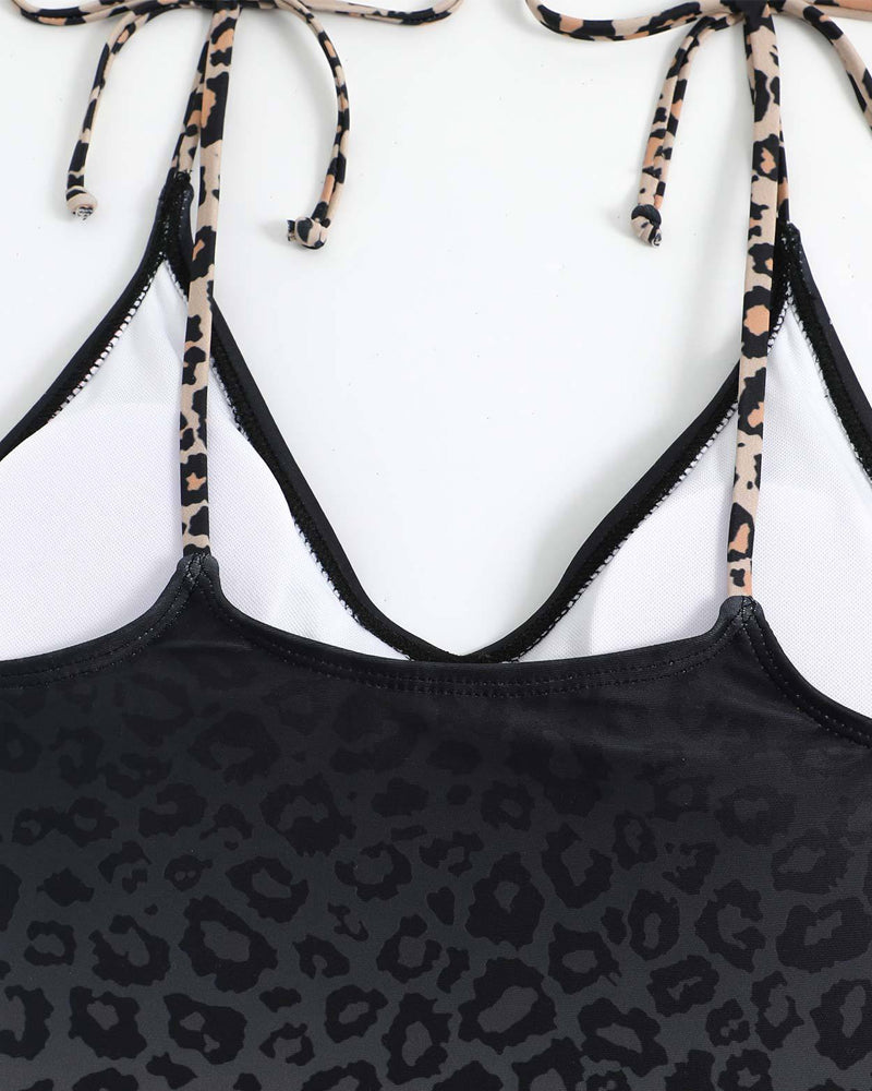 Maillot de bain une pièce imprimé léopard dégradé avec couverture
