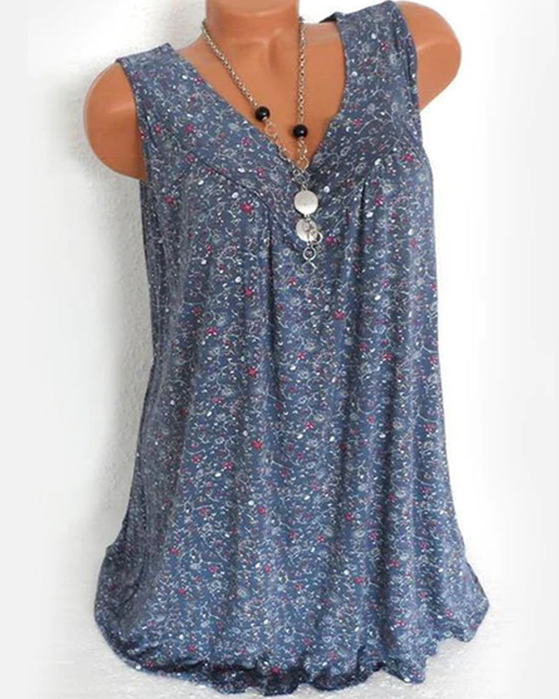 Sleeveless Tank Top with Floral Print