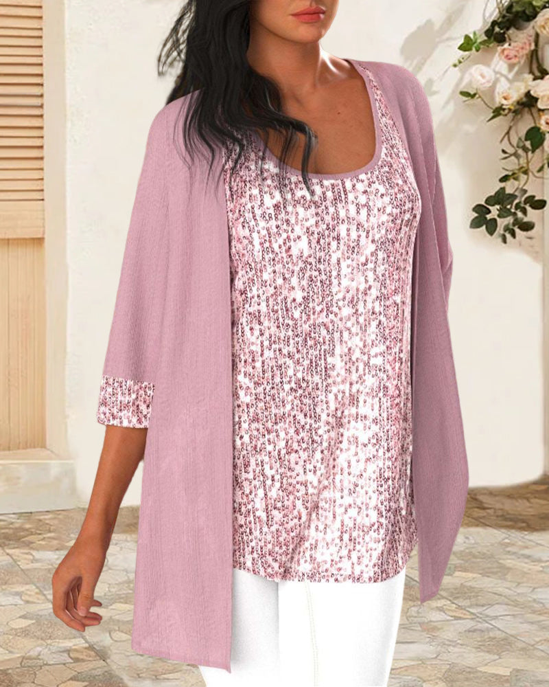 Sequin Tank Top and Cardigan
