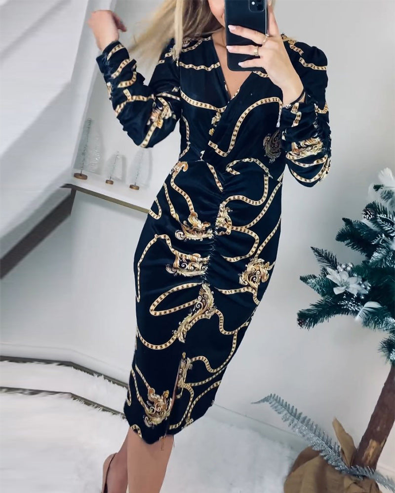 Slit waist-hugging dress