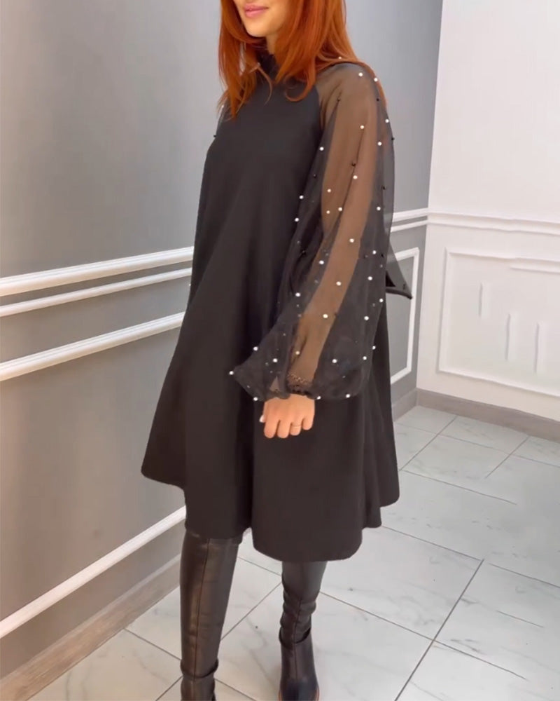 Mesh Loose High Neck Dress