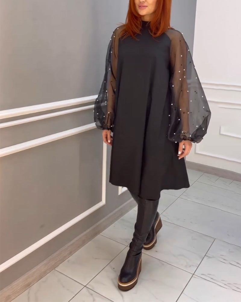 Mesh Loose High Neck Dress