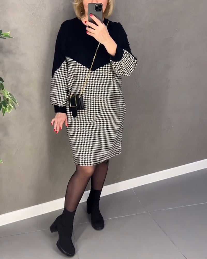 Chic Plaid Color Block Dress