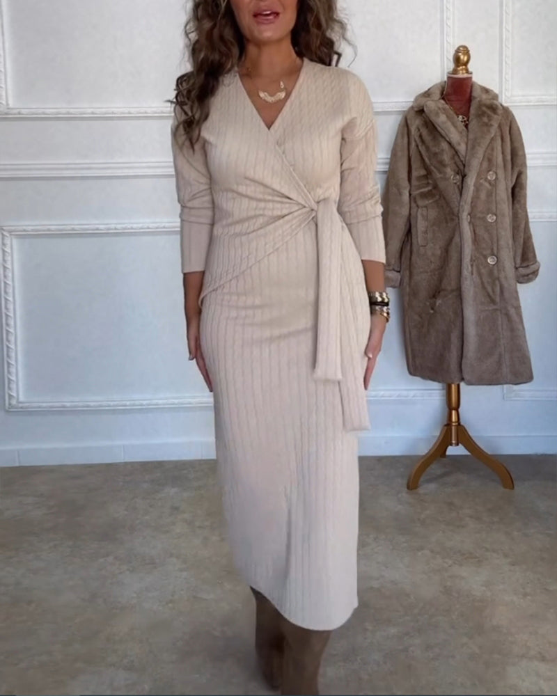 V-neck Elegant long Sleeve Bodycon dress