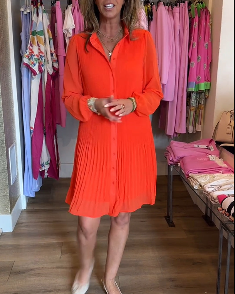 Women's solid patchwork pleated dress