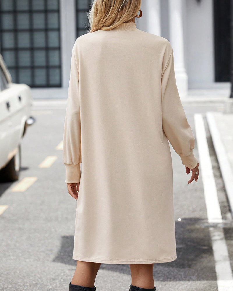 Solid color high Neck dress