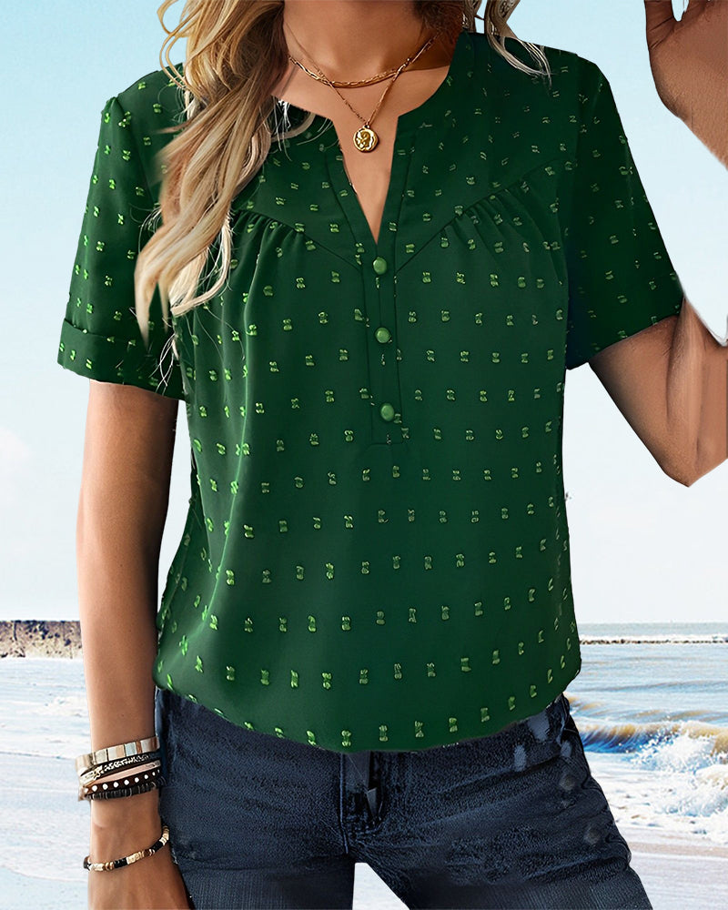 V-neck button down T-shirt
