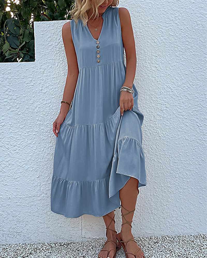 Solid color sleeveless casual dress