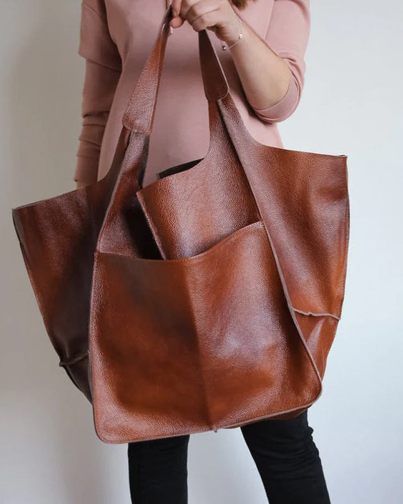 Large capacity leather handbags