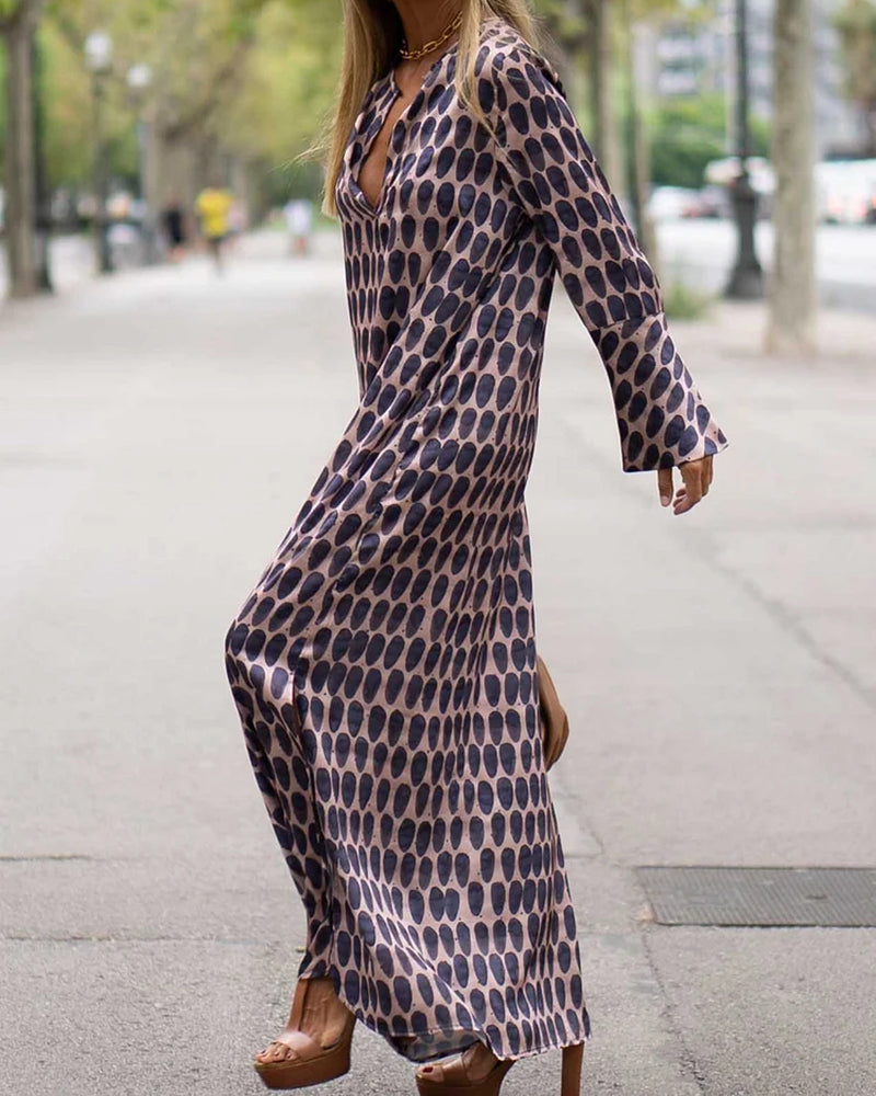 Fashion v-neck polka dot print dress