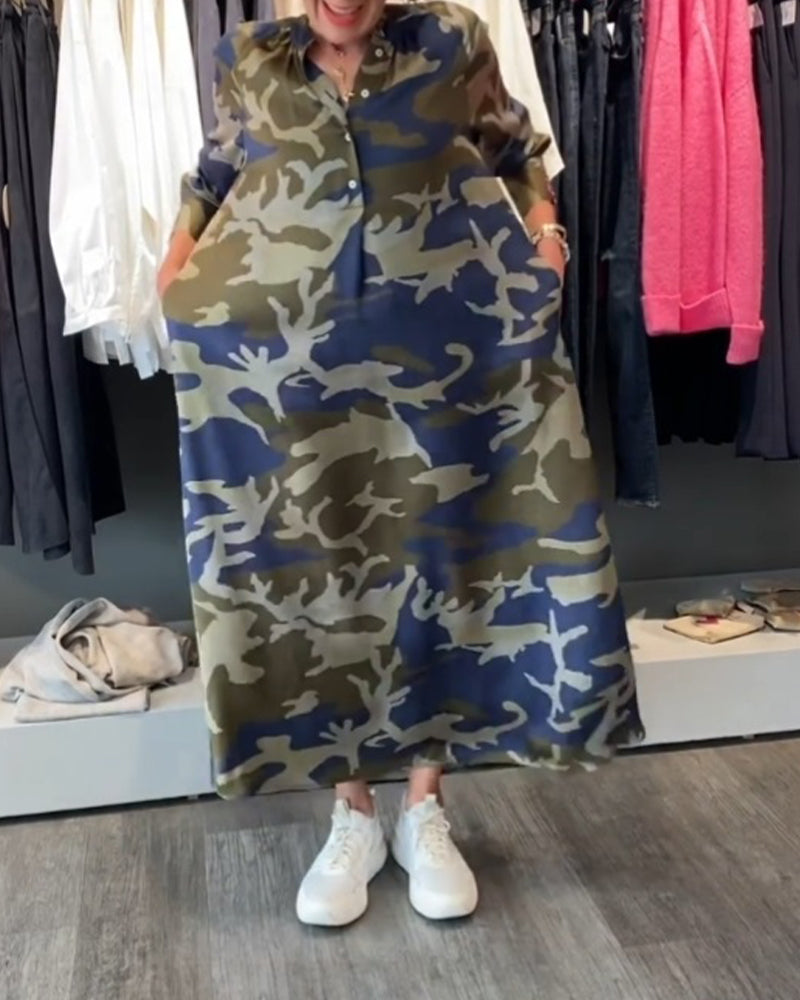 Camouflage style printed dress