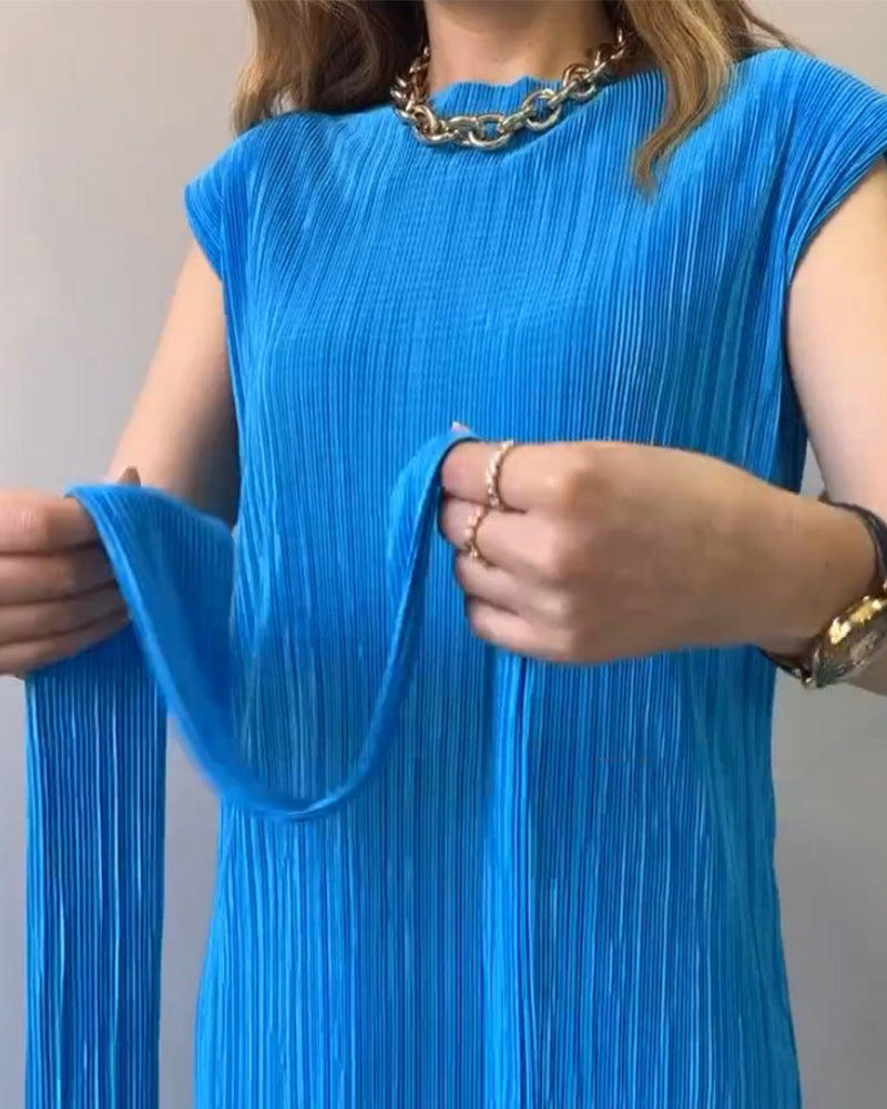 Sleeveless Textured Long Dress