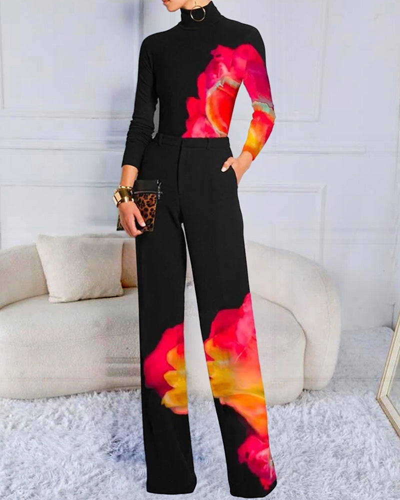 High Neck Long Sleeve Skinny T-shirt