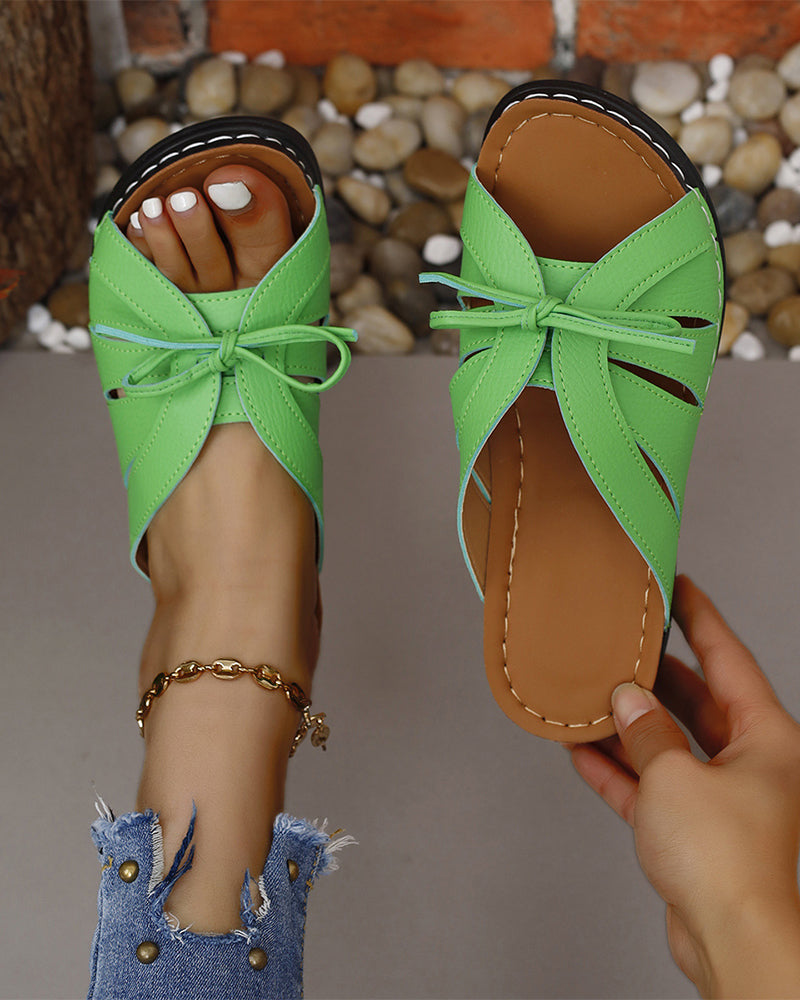 Fish mouth wedge slippers