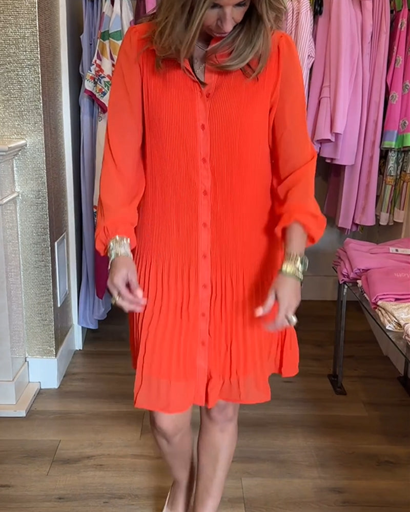 Women's solid patchwork pleated dress