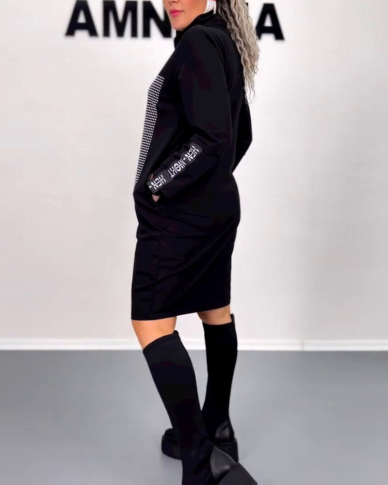 Casual Straight Dress with Drawstring