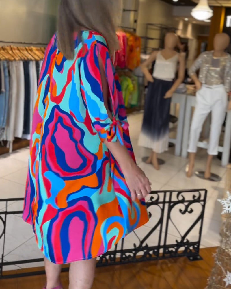 Round Neck Printed Loose Dress