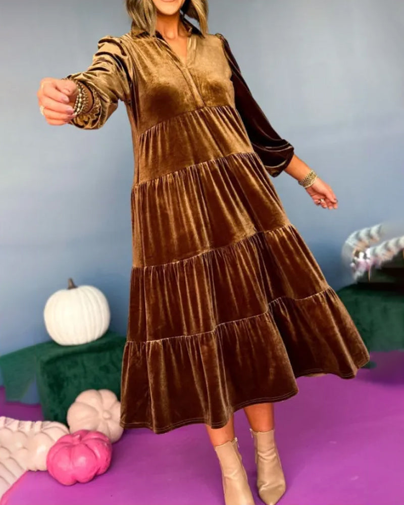 Long-sleeved velvet dress
