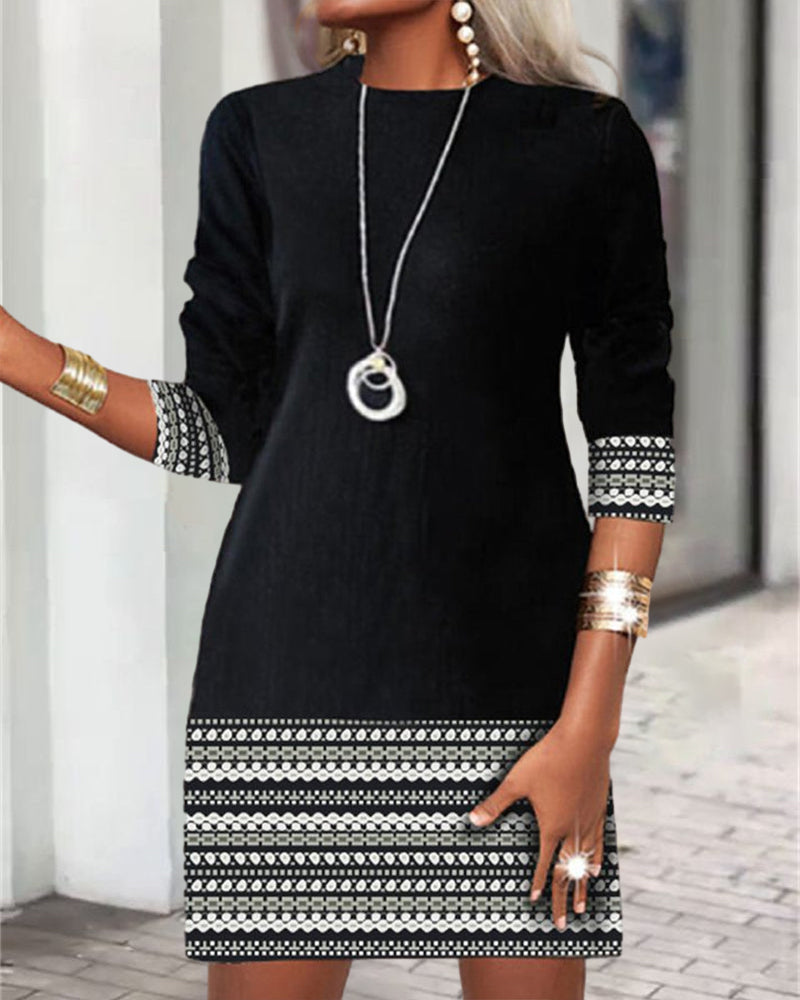 Patchwork printed casual dress