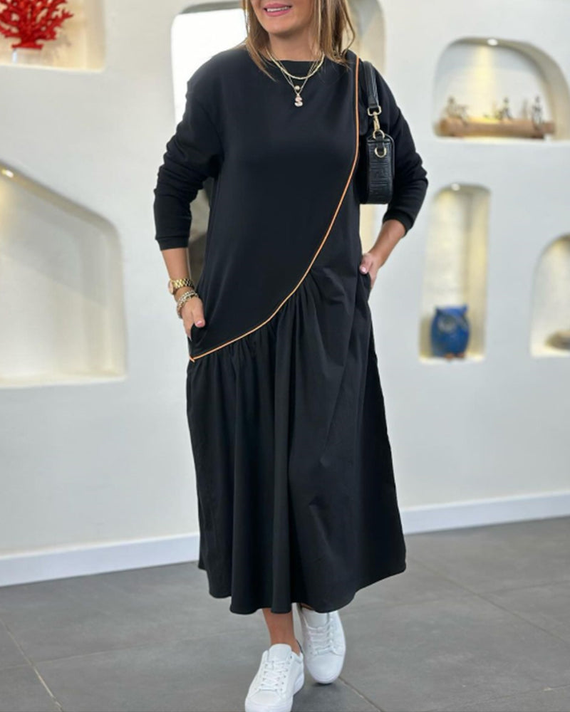 Shift Dress with Pocket and Long Sleeve