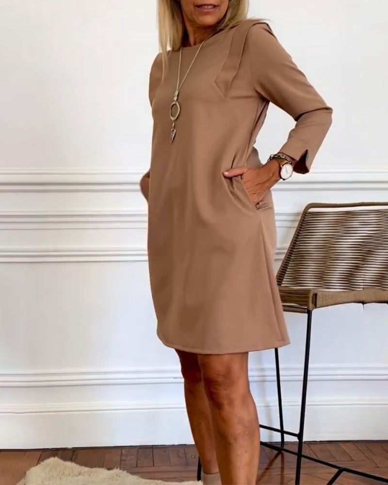 Elegant Shift Solid Color dress