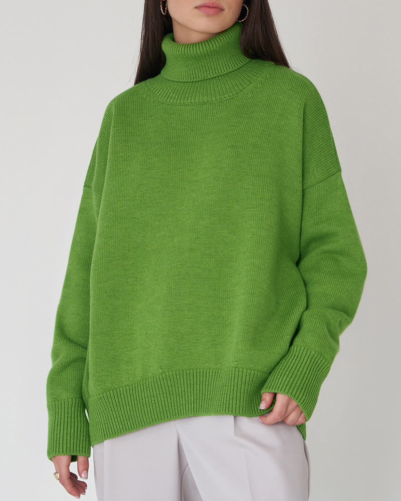 Solid color turtleneck casual sweater