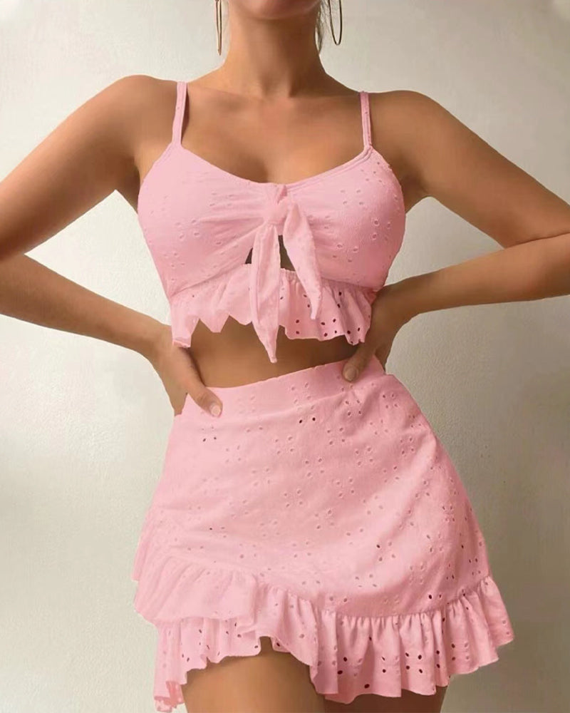 Three-piece bikini set with dress