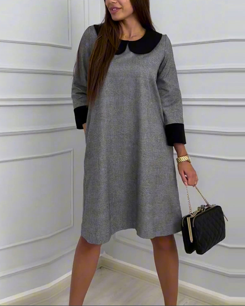 Casual Peter Pan Collar Pocket Dress