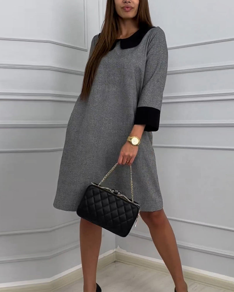 Casual Peter Pan Collar Pocket Dress