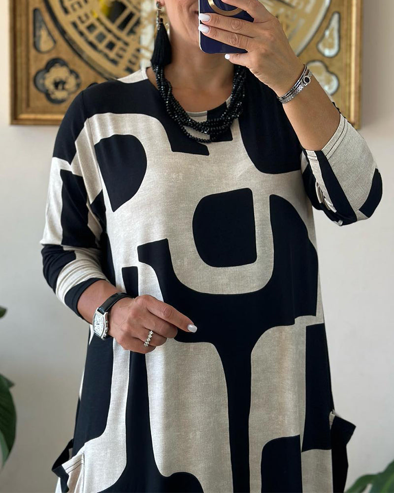 Long sleeve printed dress