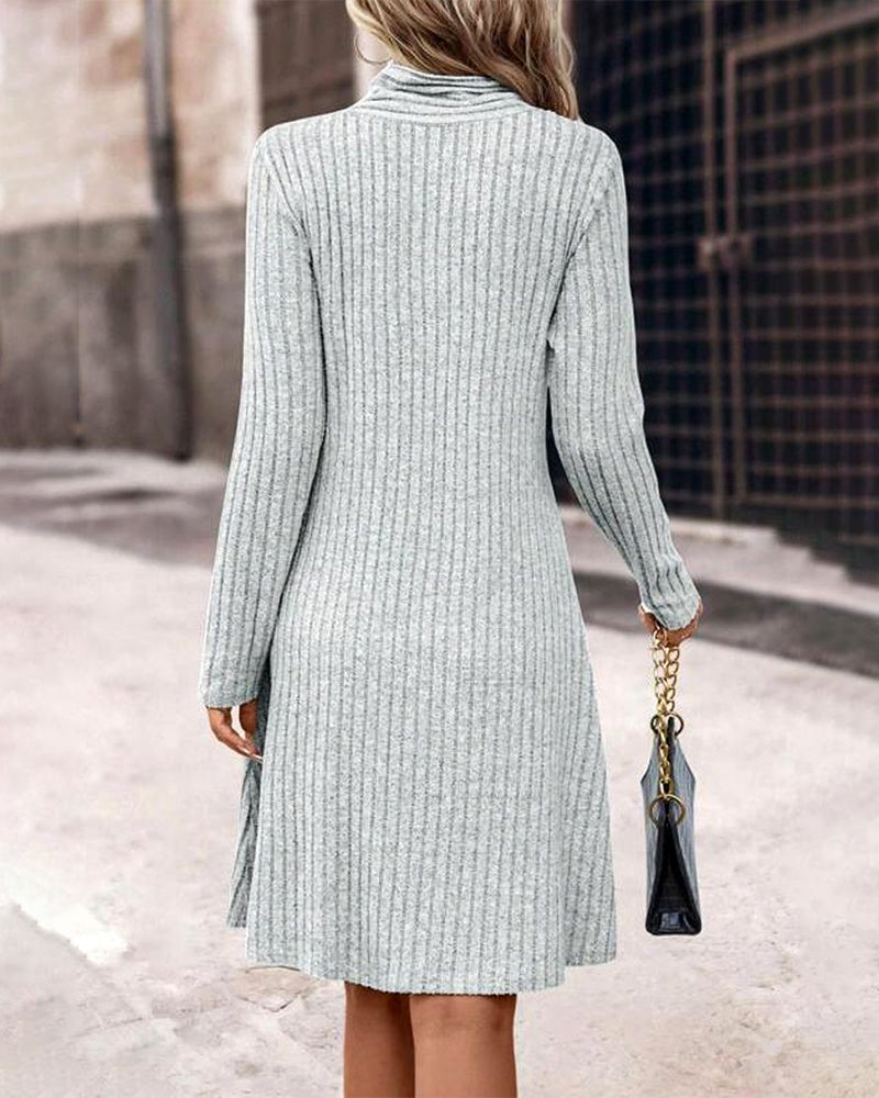 Elegant Solid Color A-Line Dress