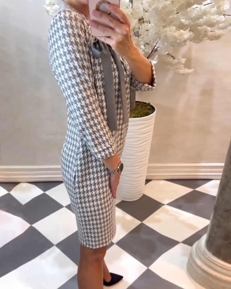 Elegant houndstooth pattern dress