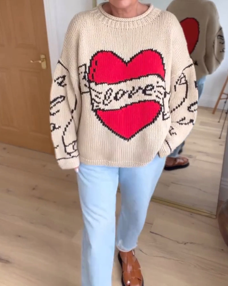Love pattern casual sweater