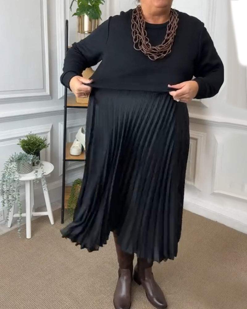 Elegant Round Neck Patchwork Dress