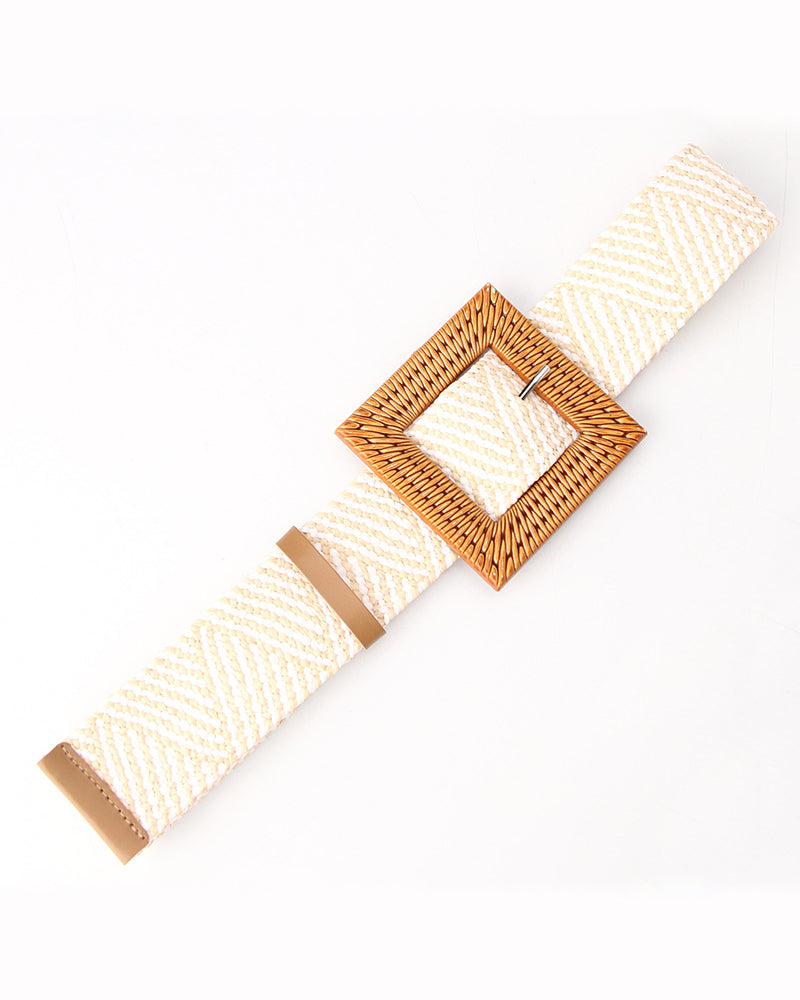 Grass woven ladies elastic belt
